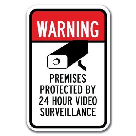 SIGNMISSION Safety Sign, 12 in Height, Aluminum, Video Surv - Warn Premi A-1218 Video Surv - Warn Premi
